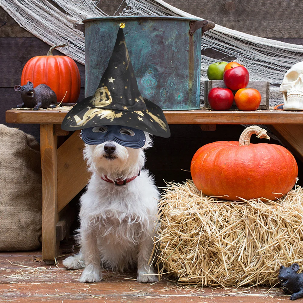 1Set Pet Costume Wizard Cloak Hat Set Chic and Creative Shape High-Quality Material Festive Gift for Small Dogs Cats