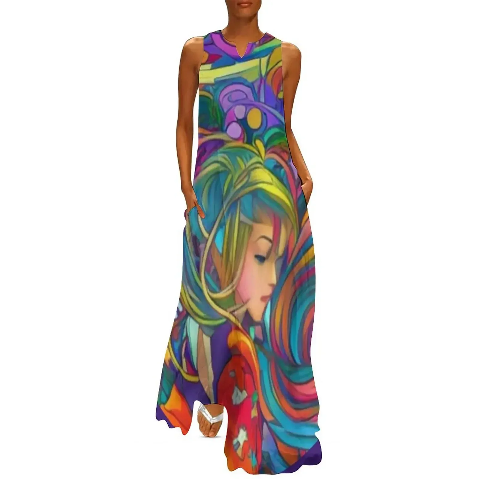 

Abstract Colorful Girl in a Dream Art Long Dress summer women's suit dresses for official occasions Bridesmaid dress woman Dress