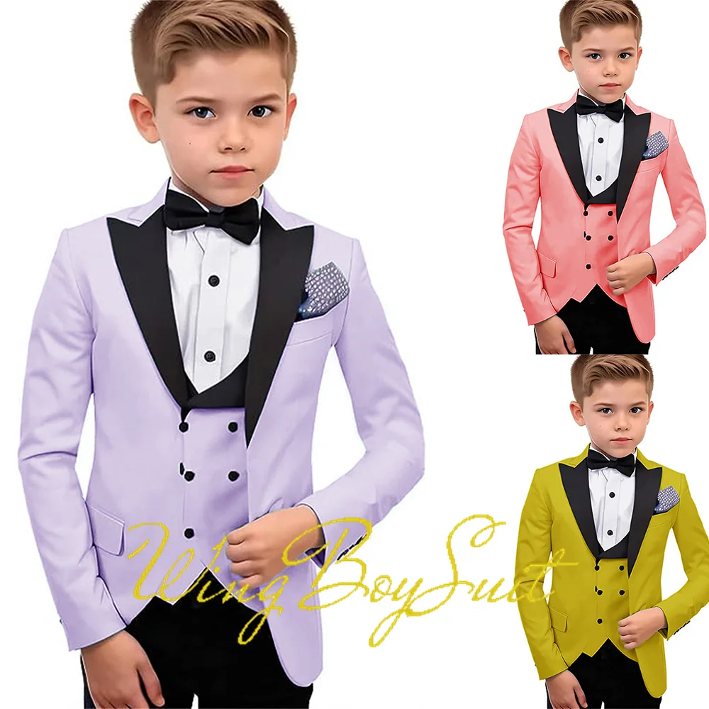 

Suit for Boys Wedding Jacket Pant Vest Three-Piece Set Lapel Blazer Kids Tuxedo Party 2-16 Years Tailored Clothes