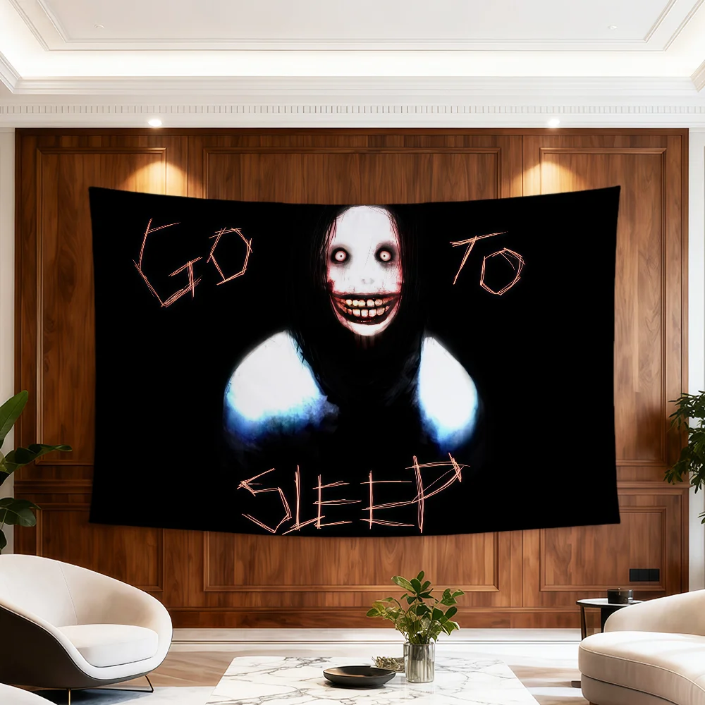 Cartoon Jeff The Killer Flagge für Zimmer, Wohnheim, Party, Hogar, Nachttisch, Wohnzimmer, Wandbehang, Gartendekoration, Banner, Geschenk – Detail 10
