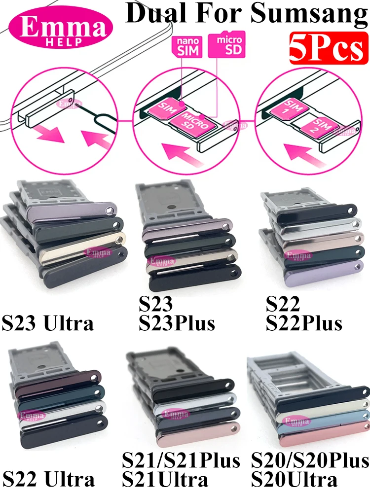 5Pcs Dual Card Micro Nano SIM Card Holder Tray Chip Slot Holder Adapter Socket Parts For Samsung S26 S25 Plus S24 S23 Ultra image 2