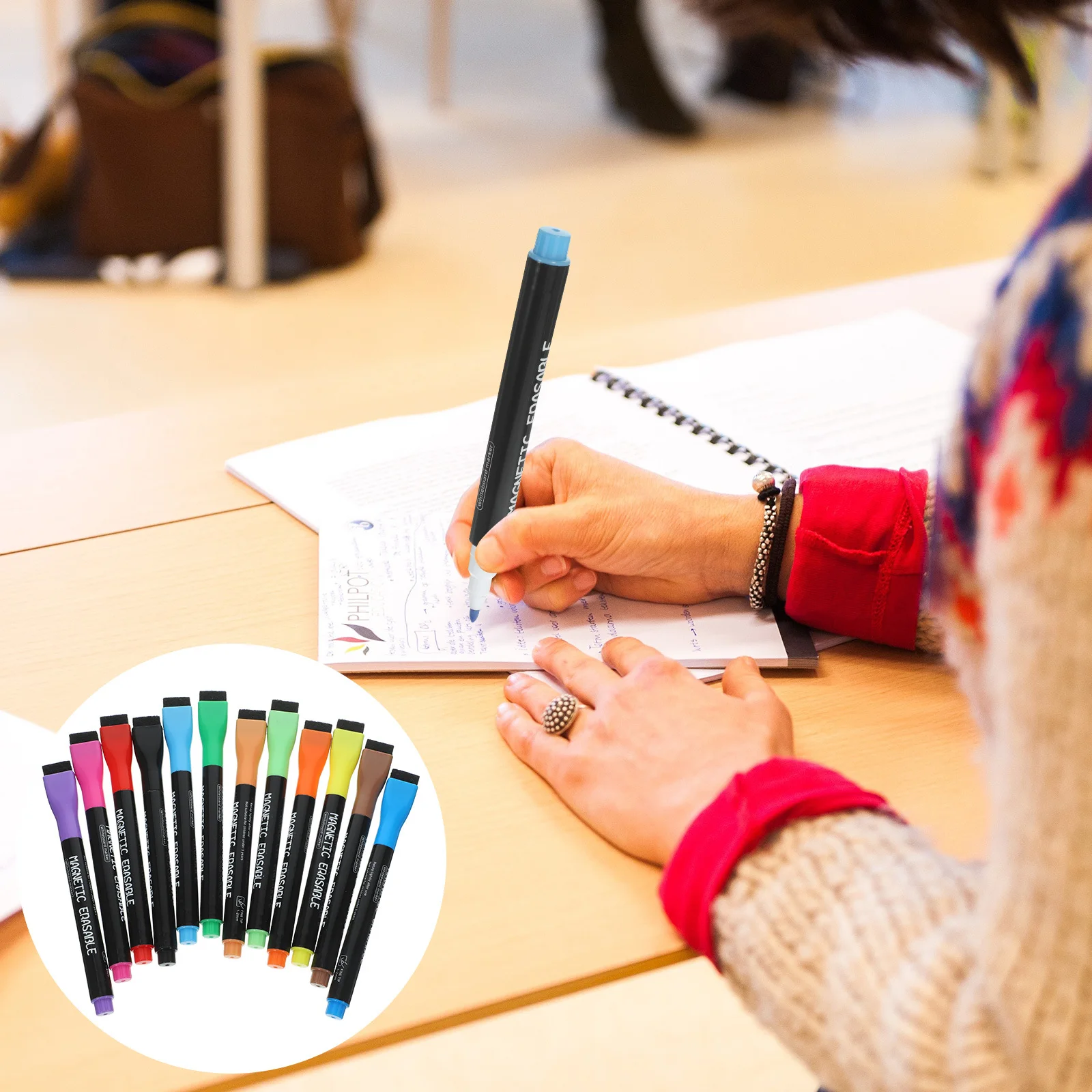 

12Pcs Magnetic Dry Erase Markers Fine Tip Smooth Writing Quick Drying Erasable Whiteboard Pens for Home Office School Classroom