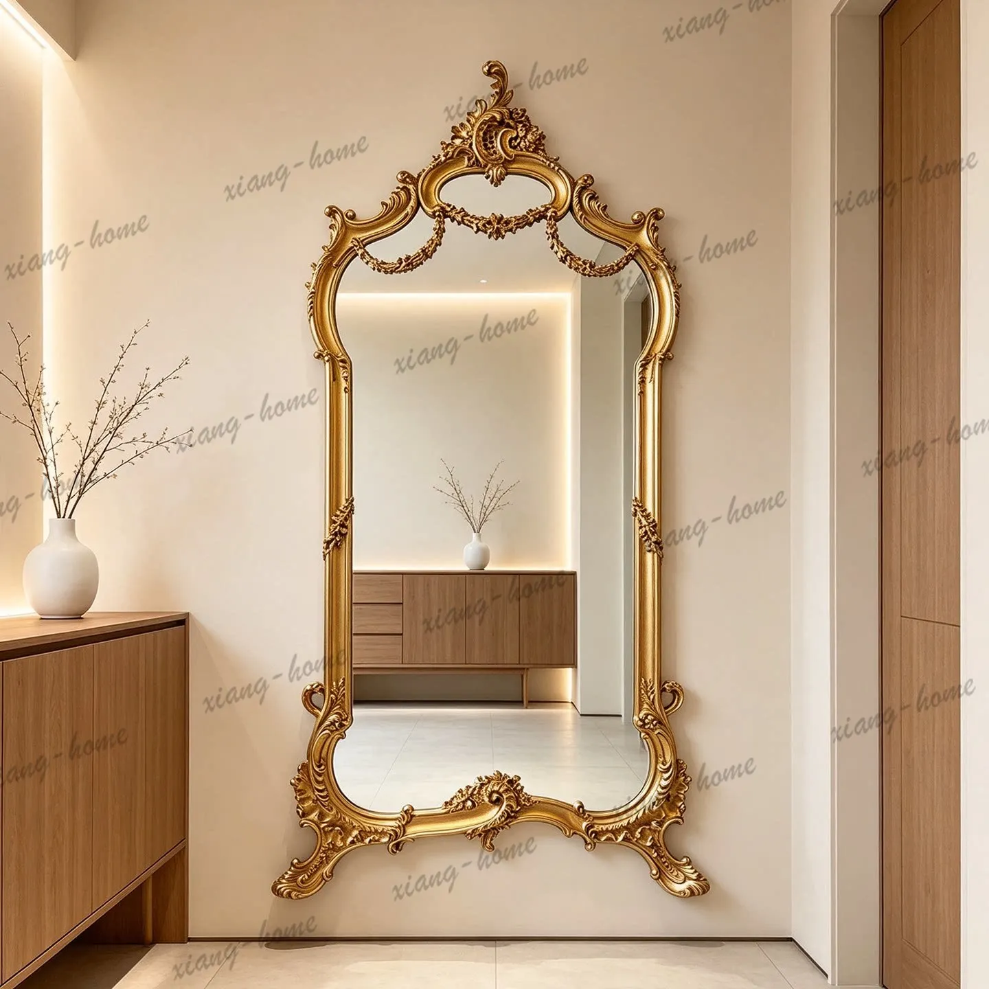 PG French retro style floor fitting mirror American cloakroom against the wall European bedroom floor-to-ceiling dressing mirror