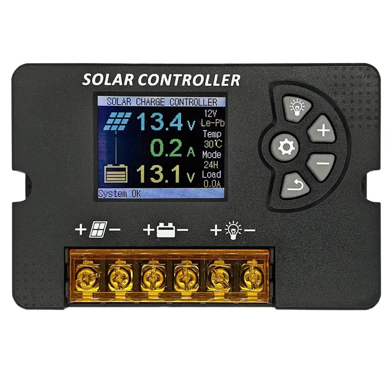 【TODAY-ONLY!】12V/24V PWM Solar Charge Controller 30A With Color LCD Screen, Adjustable Voltage, Multi-Battery Support