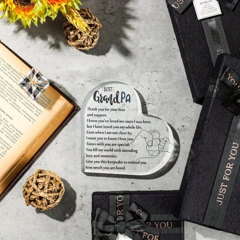 هدية قلب أكريليك من حفيدة إلى جد. هدية عيد ميلاد من جد إلى جد. شكرا لك #5