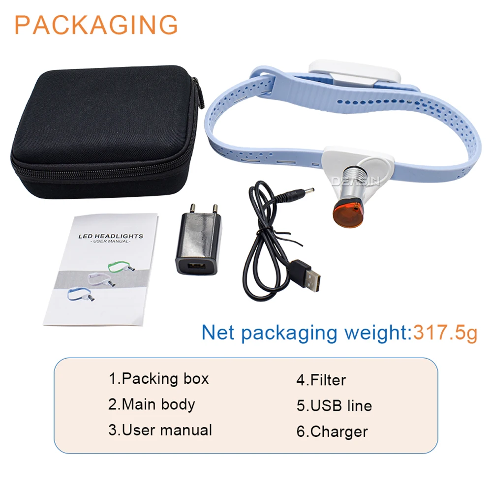 

DEASIN 5W Wireless Ultra-light LED High-brightness ENT Surgical Plastic Otolaryngology Headband