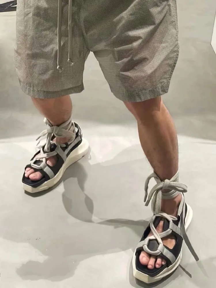 Summer Fashion Mens Height Increasing Thick Platform Sandals Cross Strap Lace Up Gladiator Shoes Brand Casual Outside Sandals