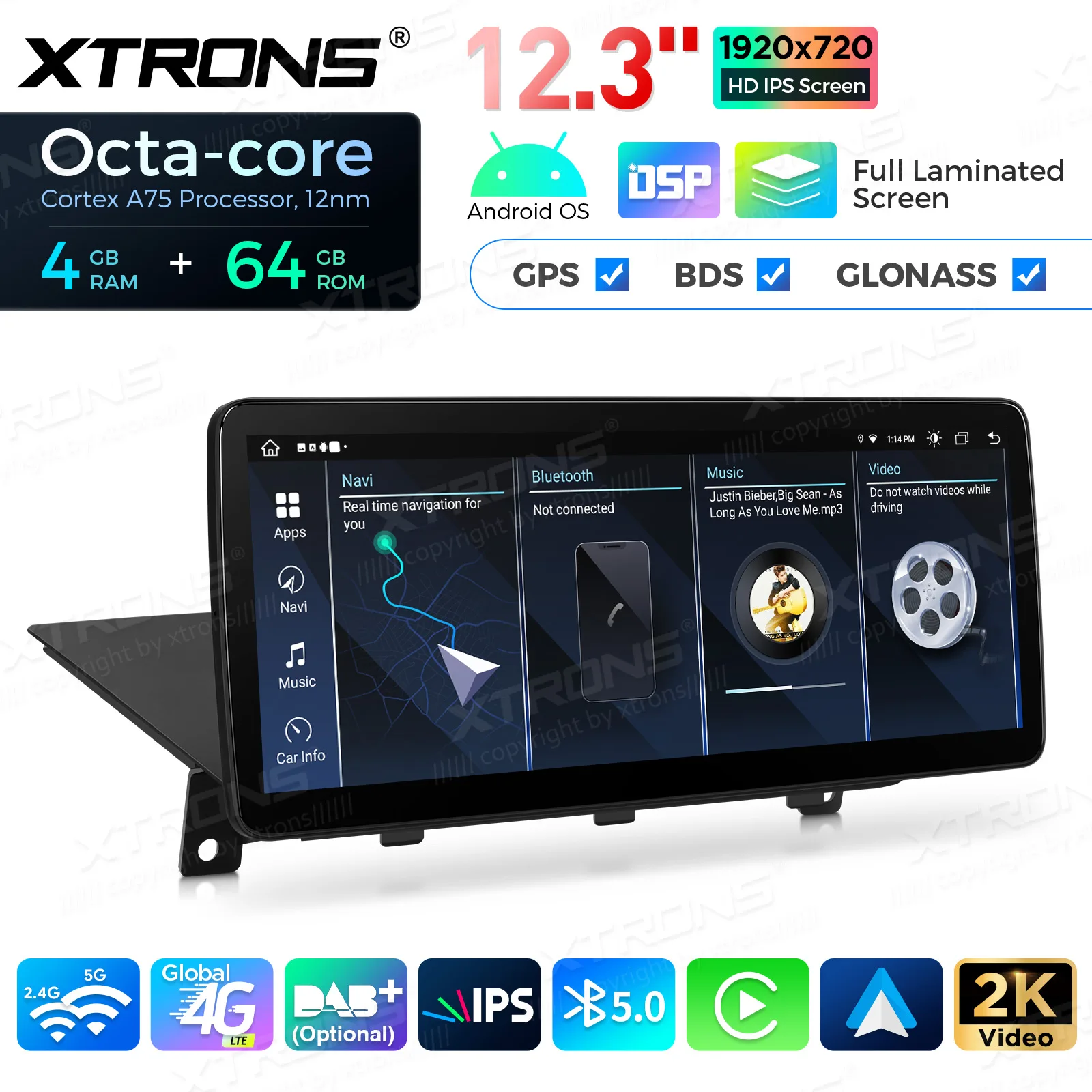 XTRONS 12.3'' Headunit Auto Multimedia Speler voor BMW X1 E84 2009-2015 zonder origineel display Ingebouwde CarPlay Android Auto DSP
