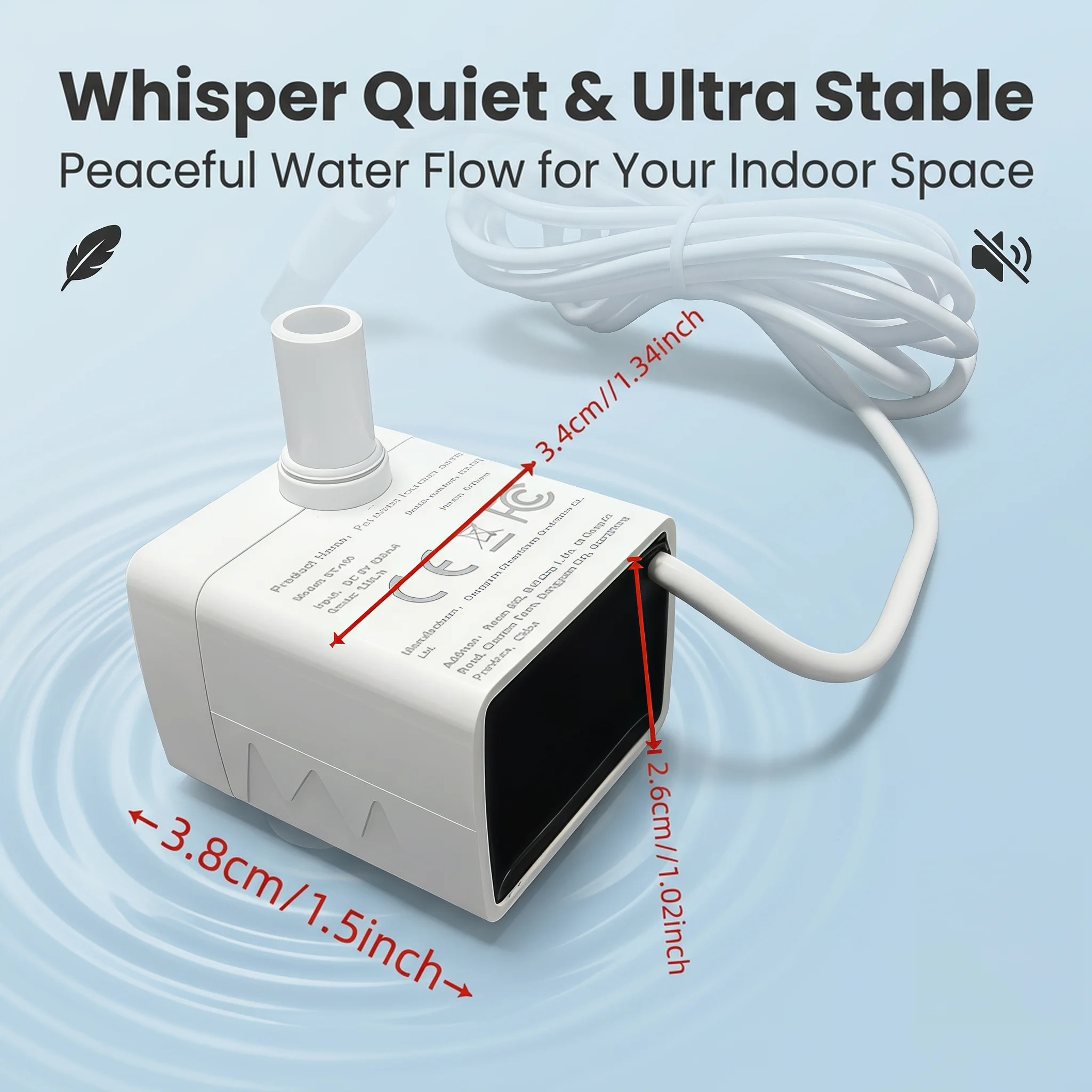 Ultra-leise USB-Aquarium-Fischbecken-Filtrationspumpe, Mini-Haustierbrunnen, Tauchpumpe mit einstellbarem Durchfluss, Wasserzirkulationspumpe 5V – Detail 5