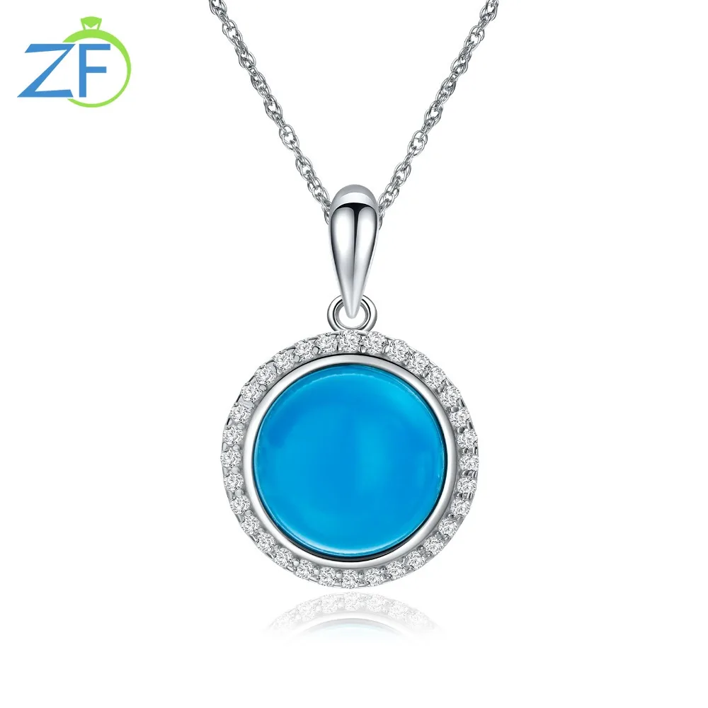 

GZ ZONGFA Simple 10mm Turquoise 925 Sterling Silver Collarbone Chain Necklaces for Women Wedding Engagement Fine Jewelry Gift