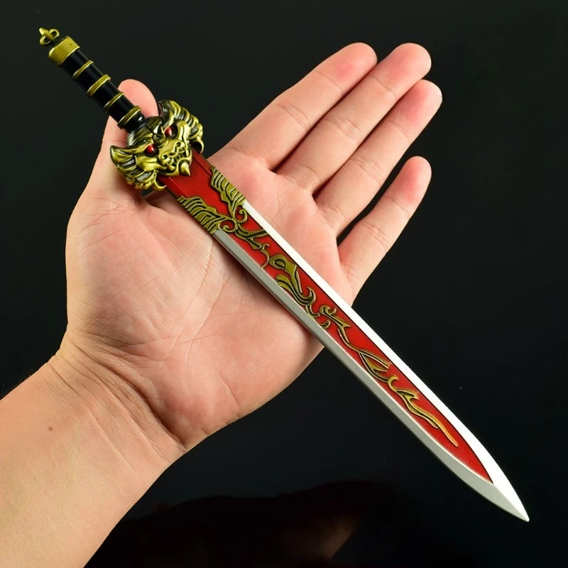 28 cm/11.02in Creatie van de Goden 12 Zwaarden Randapparatuur Wapens Model Metal Craft Mannelijke en Vrouwelijke Zwaard Ornament Desktop Display