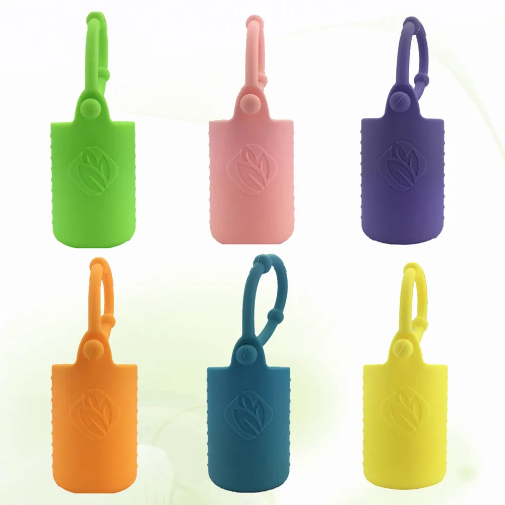 6Pcs Silicone Essential Oil Sleeve Protective Cover Set Roller Bottle Holder Bendable Handle Case Carrying Strap for Travel