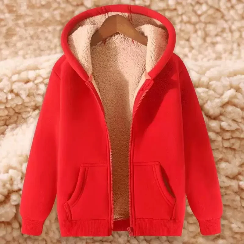 Herbst und Winter Sherpa-Jacke, schweres Samt, verdicktes Herren-Sweatshirt, einfarbige Oberteile, Teenager, Strickjacke mit Kapuze, Herren – Detail 7
