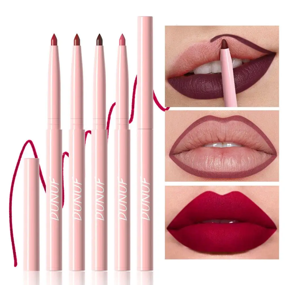 6 Color Velvet Matte Lipliner Pencil Set Lipstick Pen Liner Waterproof Red Non-stick Brown Lip Pen Cup Rose Makeup Tint Lip U1C0