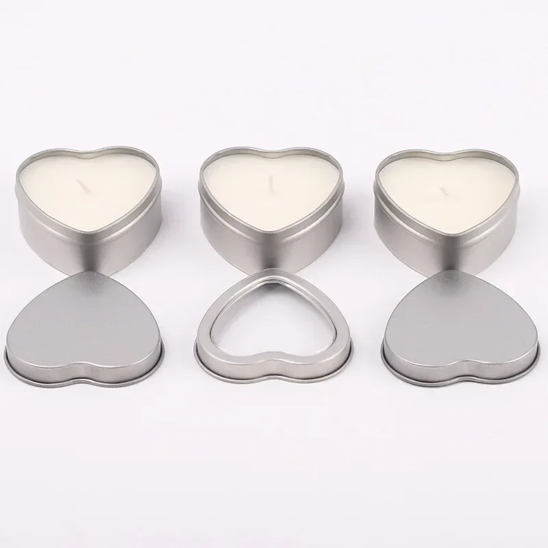 12pcs Heart-shaped Empty Aluminum Metal Tins with Clear Window DIY Candle Making Containers Molds Candy Gifts Packaging Box