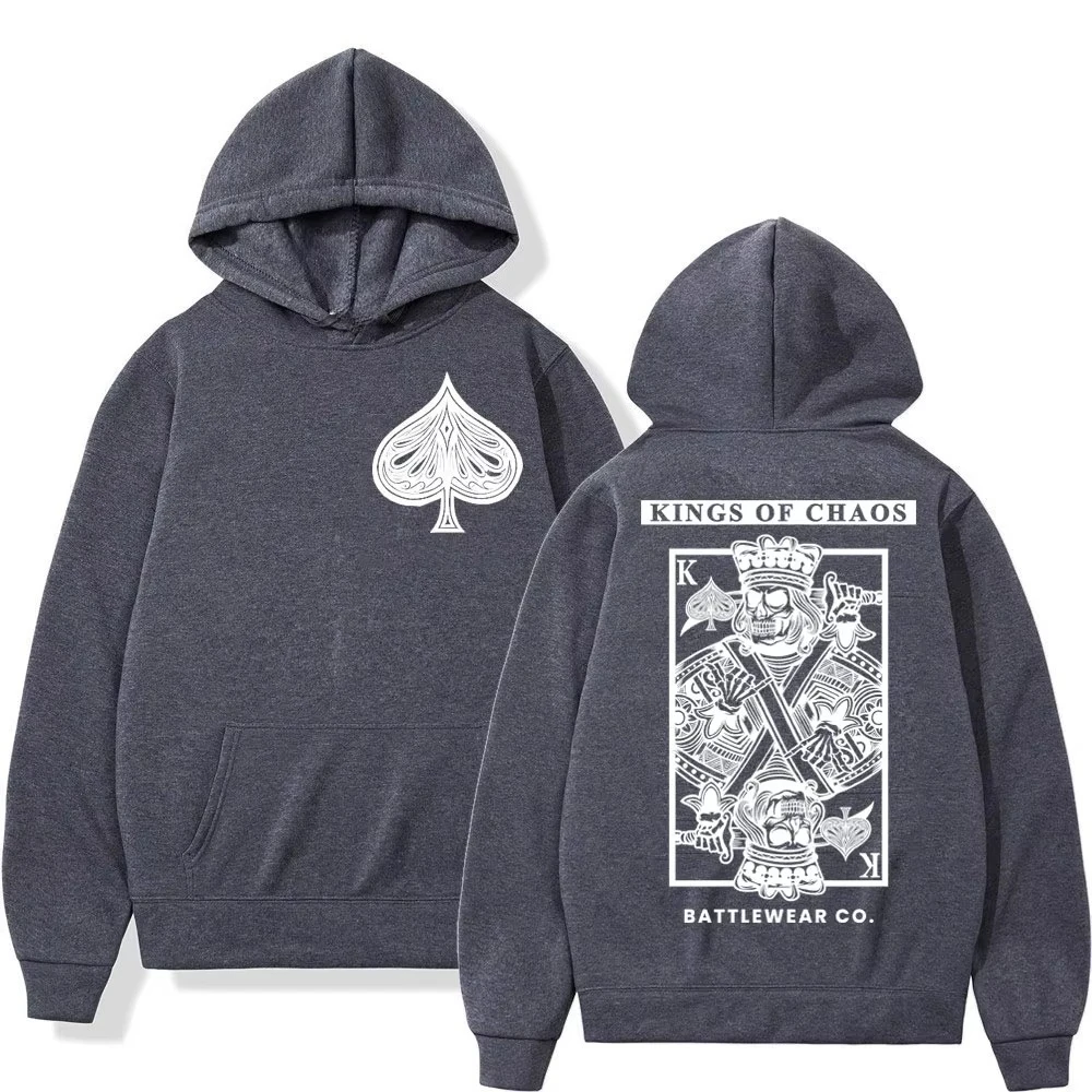 Kings of Chaos Battlewear Co Felpa con cappuccio grafica Abbigliamento maschile Felpe vintage gotiche Uomo Donna Moda casual Pullover larghi