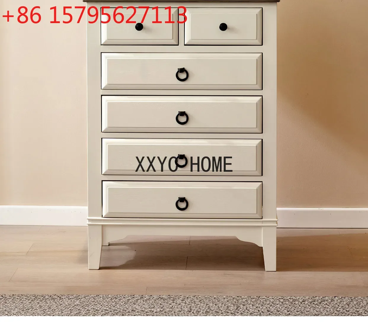 

Комод из массива дерева в американском пасторальном стиле с шестью ящиками, простой комод для хранения в деревенском стиле