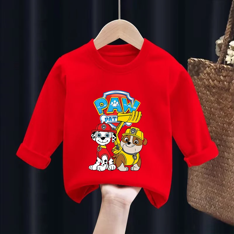 Camisetas de manga larga de la Patrulla Canina, camisetas interiores de cuello redondo de Anime Chase Skye para niños, camisetas de dibujos animados para otoño y primavera, ropa para niños, regalo