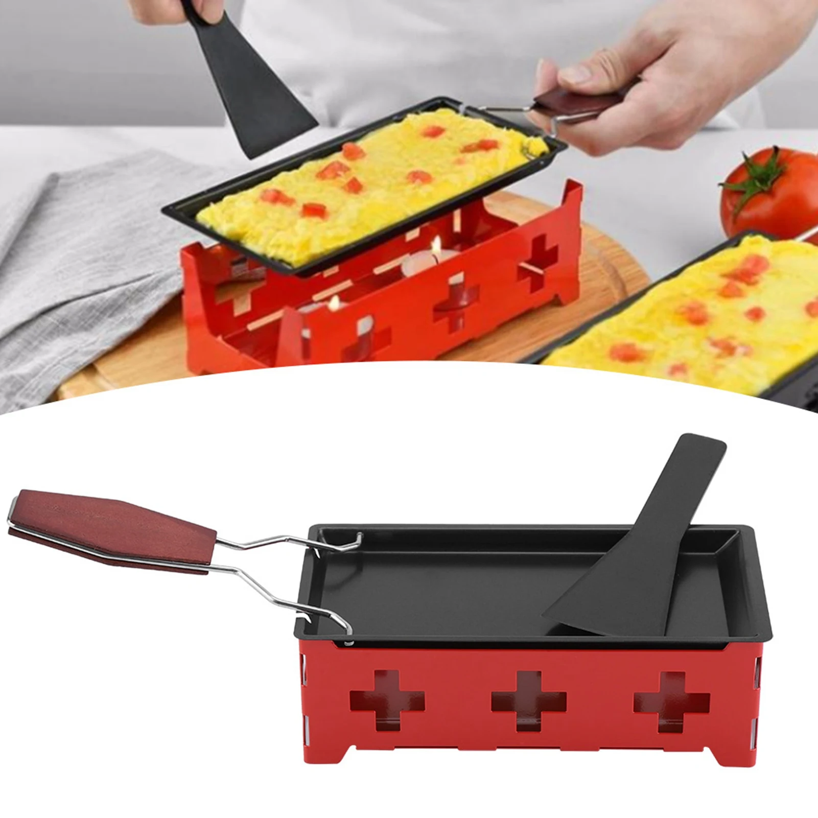 Mini Raclette Set Portable NOn Stick Cheese Raclette Rotaster Baking Tray Stove Set Home Kitchen Grilling Tool