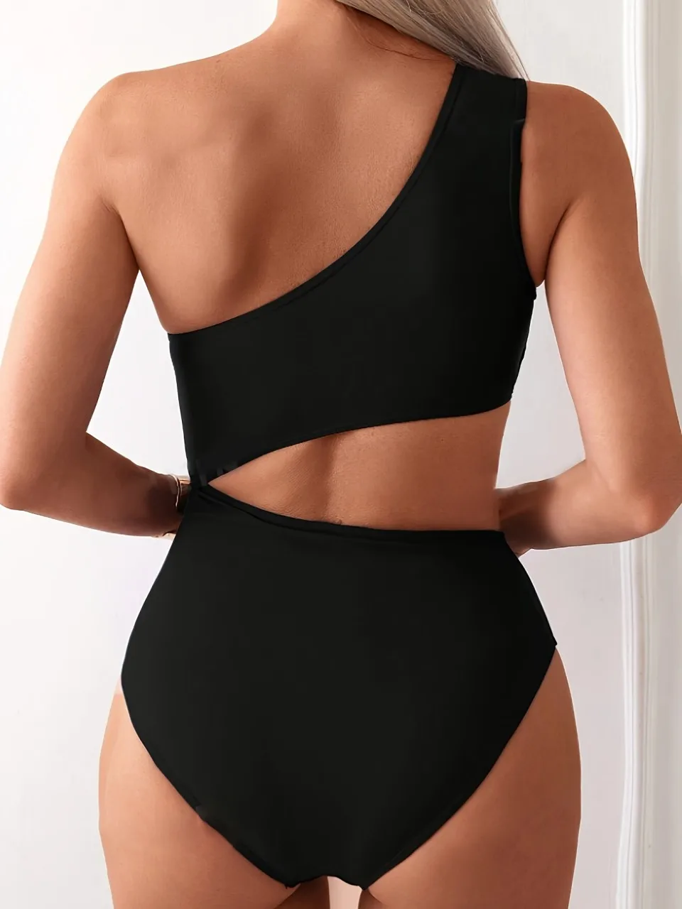 Solid Hollow One Piece Swimsuit 2026 Women One Shoulder Swimwear Female Sexy Monokini Bathers Bathing Swimming Suit Beachwear