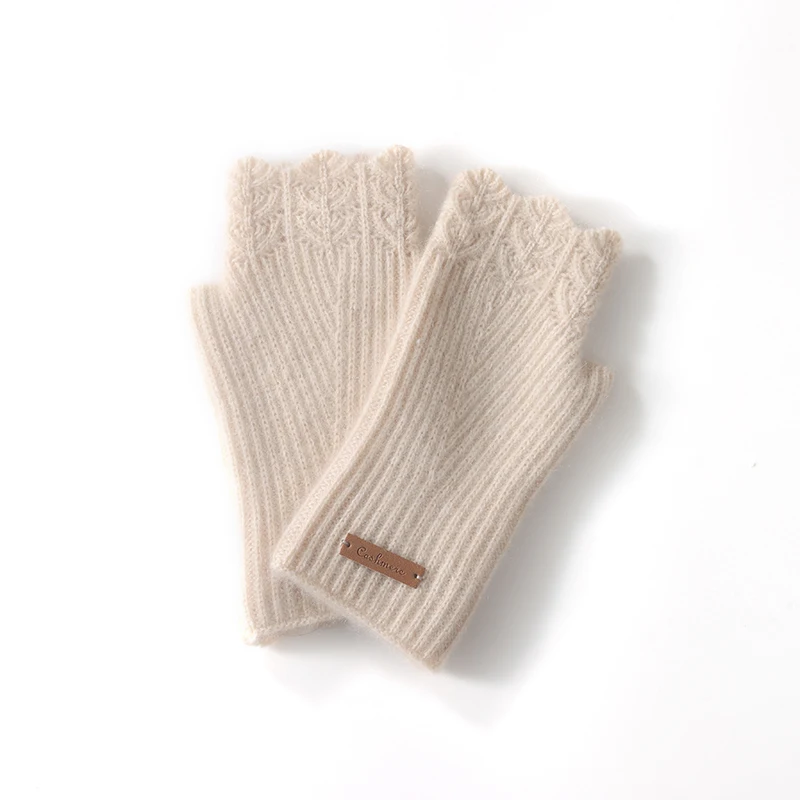 100% cashmere women's gloves, knitted gloves, warm gloves, autumn and winter, new fashion cycling gloves