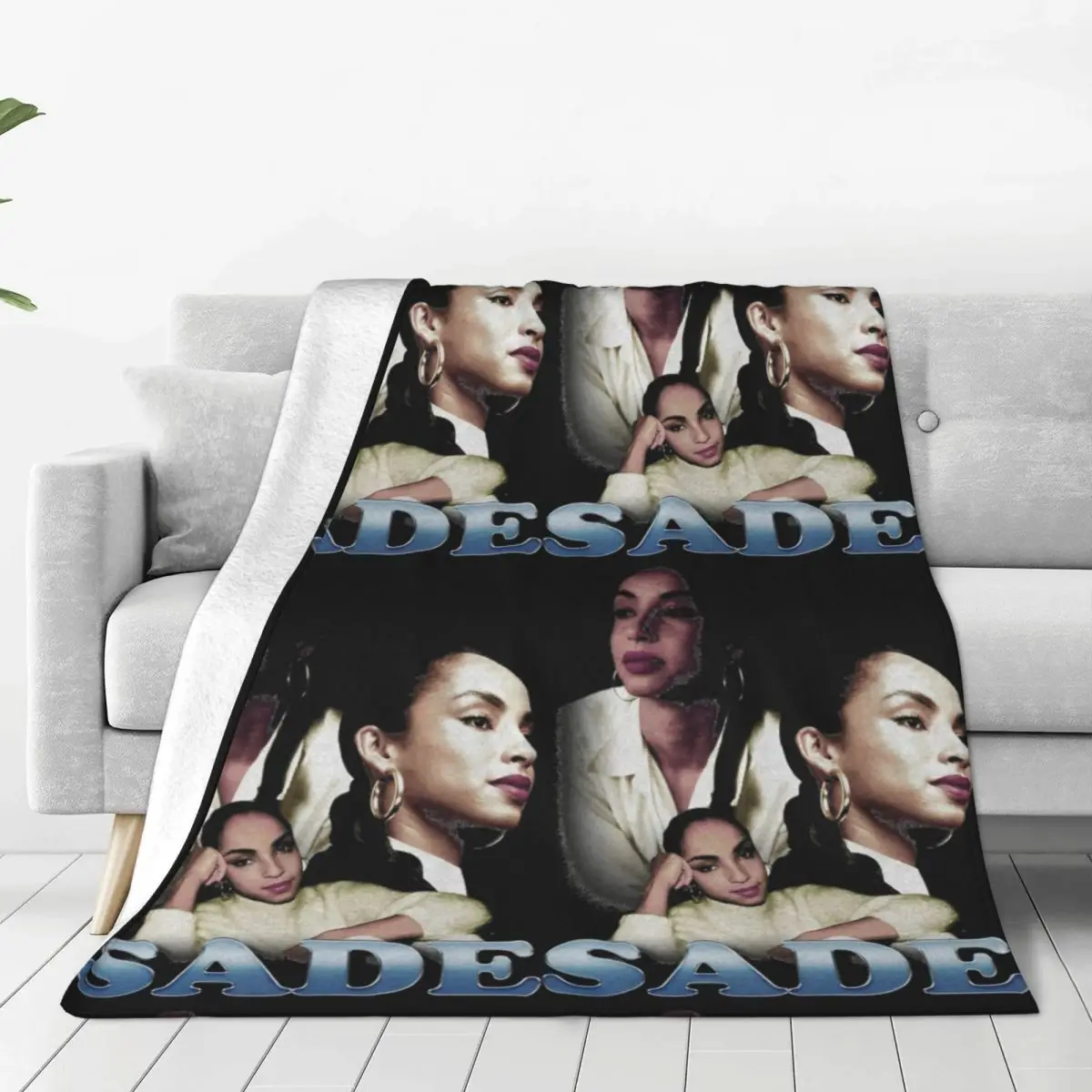 S-Sade Adu Vintage Singer Pop Music Knitted Blanket Velvet Lightweight Thin Throw Blanket for Bedroom Sofa Bedspread