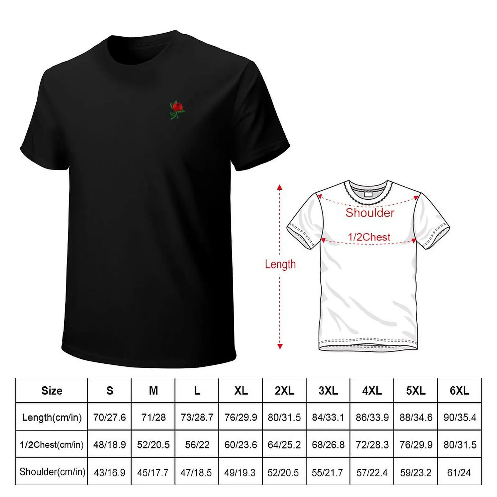 Red Rose updated quality T-Shirt Festival Short Sleeve T-Shirt