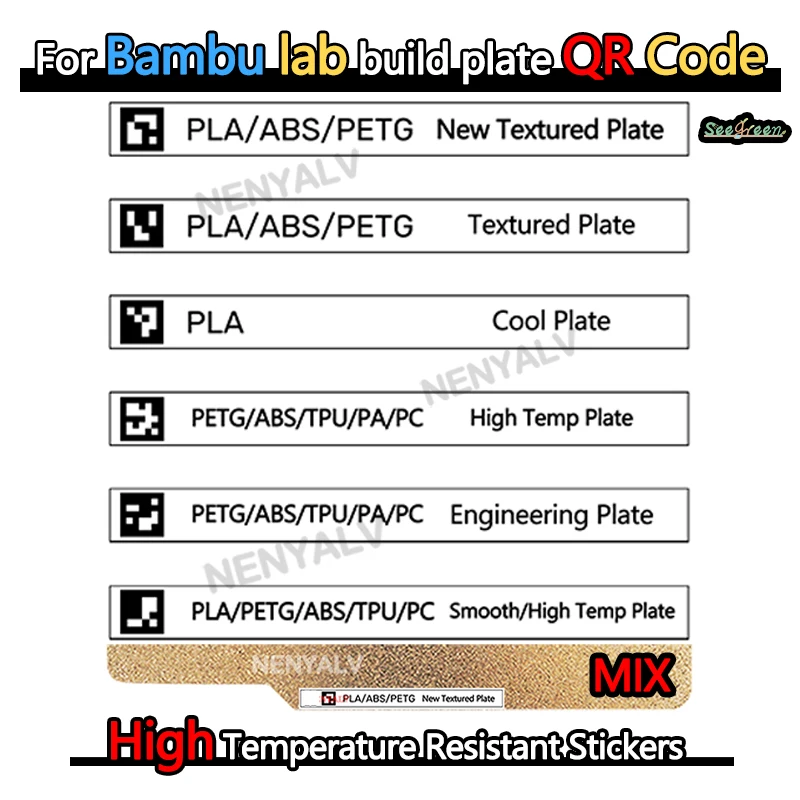 For Bambu lab X1C Build Plate QR Code Bambu Lab pei qr code sticker For Bambulab x1c Third Party Build Plates