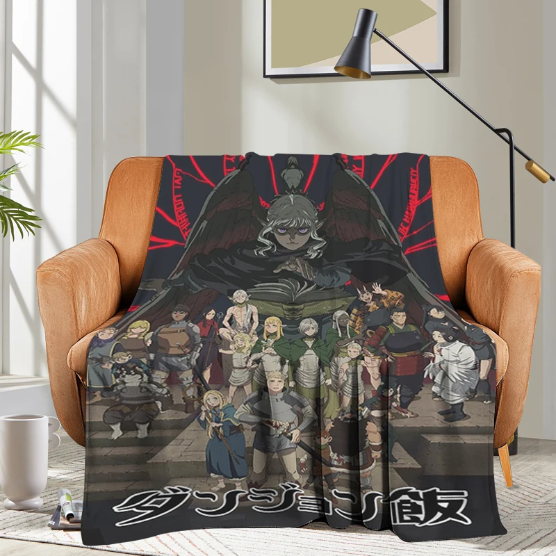 Anime Flannel Blanket Sofa Winter Warm Dungeon Meshi Microfiber Bedding Fleece Camping Nap Fluffy Soft Blankets King Size