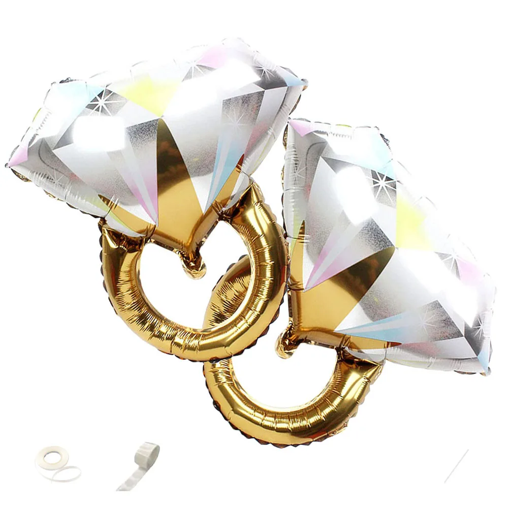 2 Stück 26-Zoll-Diamantring-Folienballons für Verlobungen, Hochzeiten, Junggesellen-/Junggesellinnenabschiede und andere Partydekorationen