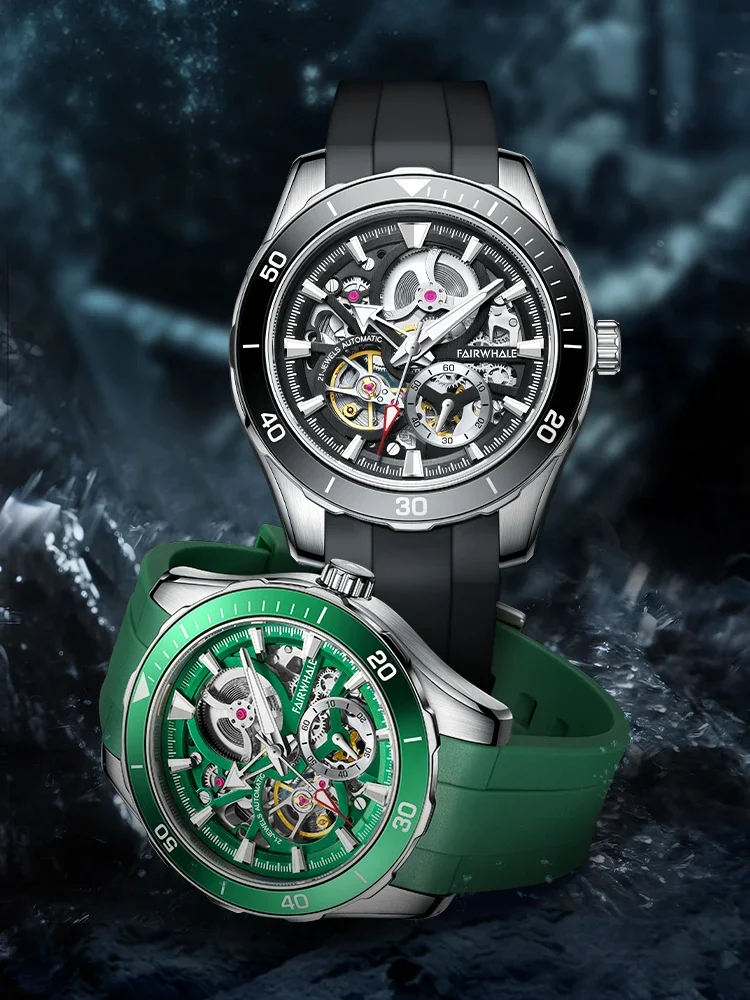 

42mm High-End Automatic Watch Luxury Watches Install Automatic Mechanical Movement Transparent Back Cover Man Sports Wristwatch