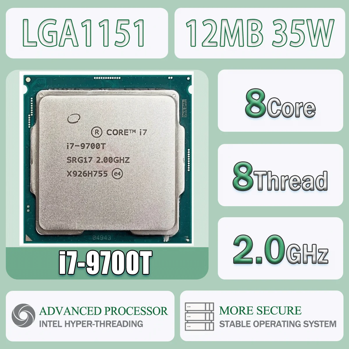 インテルコア I7-9700T I7 9700T 2.0 GHz 使用 8 コア 8 スレッド CPU 