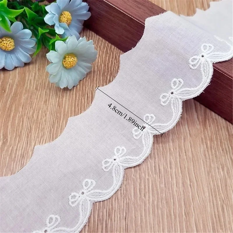 15Yards  High Quality Bow Cotton Lace Embroidery Handmade Wedding Dress Clothing Textile Lace Background Decoration Accessorie