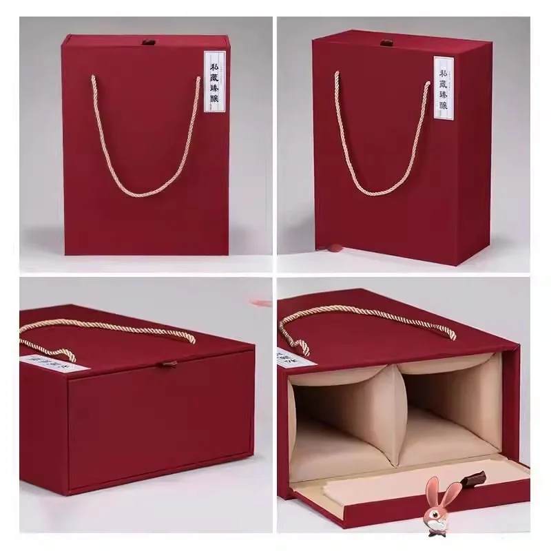 

High-End Wine Box Paaging Ultra High Wine Bottle Box Handheld White Wine Gift Box Wooden Box for Red Wine And White Wine