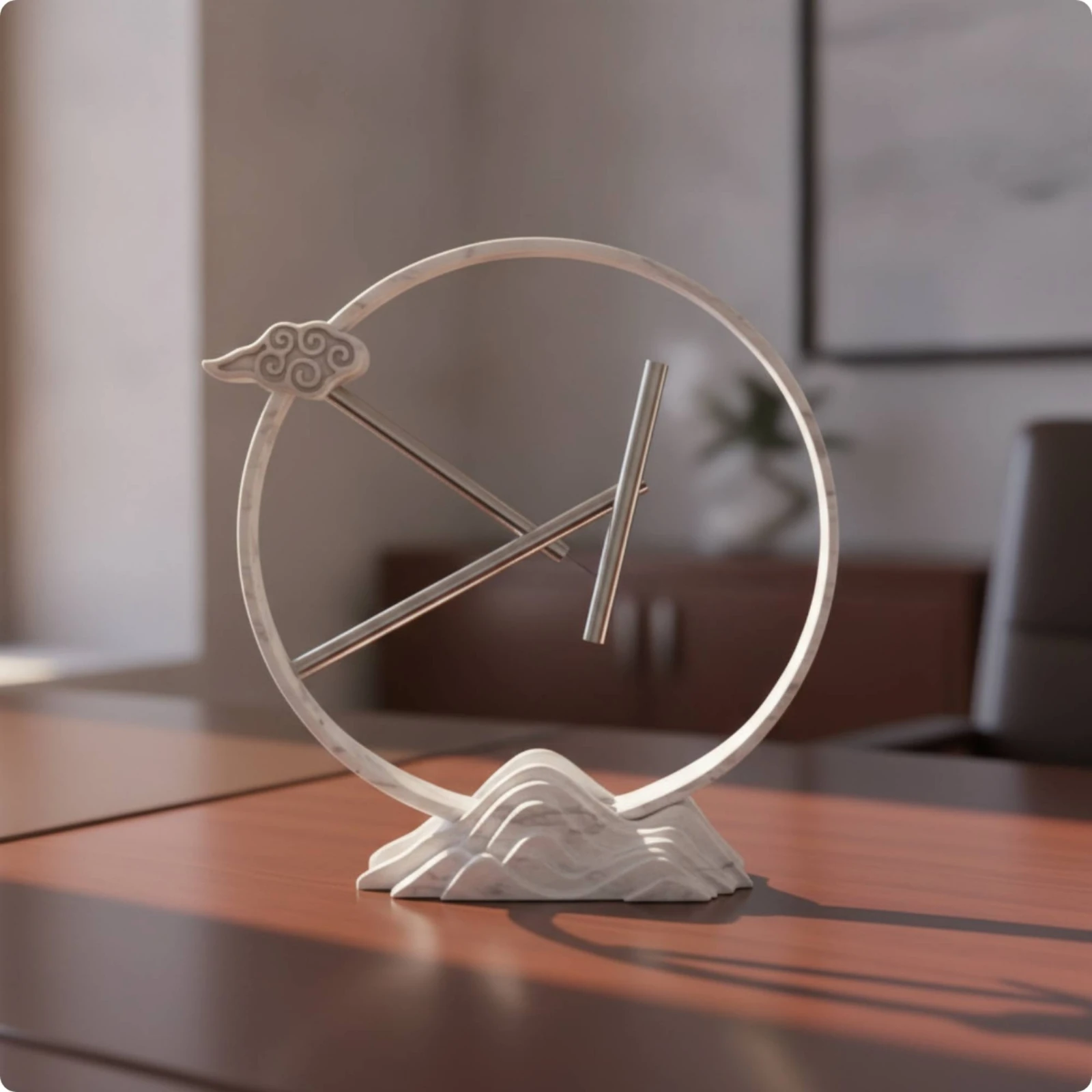 Geometric Ornament with Mountain Base Long-Lasting Desk Ornament Mountain Statue Sturdy Decor Lightweight for Bookshelf, Office