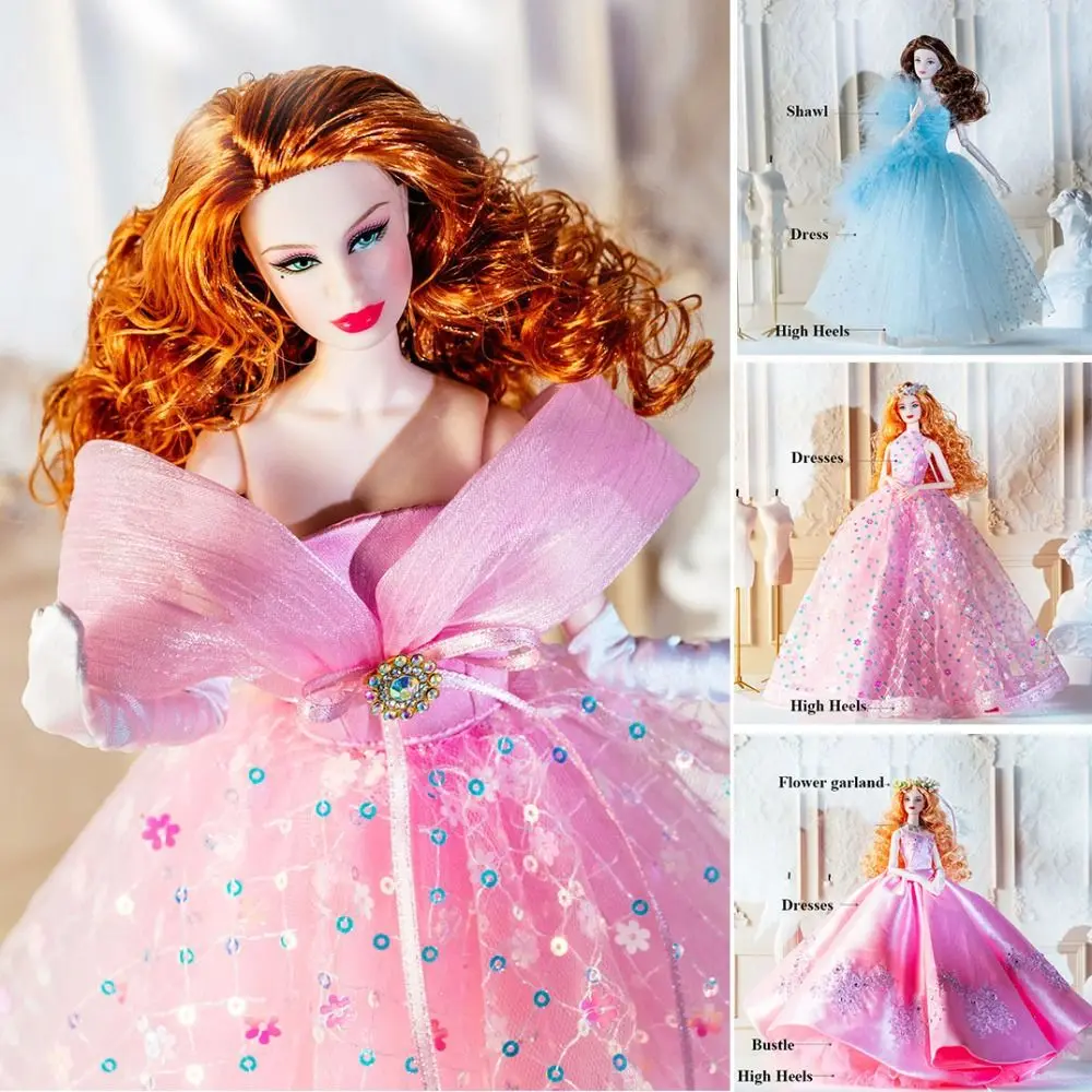 Vestidos Rosa de Supermodelo da Moda Europeia, Presente de Luxo para Colecionadores, Vestidos de Casamento em Renda, Conjunto de Acessórios DIY