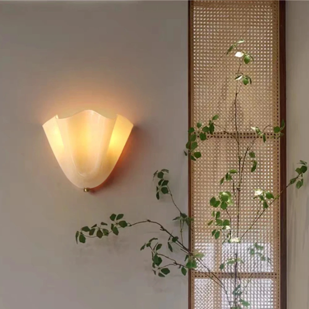 French Retro Colored Berry Glass Wall Lamp LED Wall Mounted Art Decor Living Room Background Study Beside Wall Sconce Light