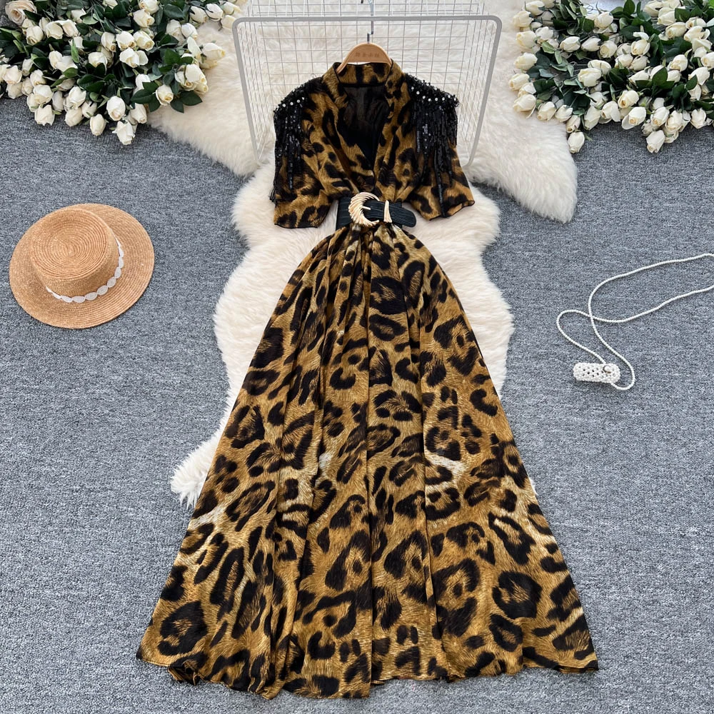 

Женское шикарное элегантное свободное длинное платье со стразами и кисточками, сексуальная вечерняя модная женская одежда