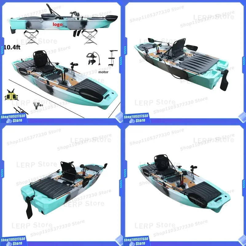 10.4 FT Fin Pedal Drive Kayak Single Paddler Fishing Canoe/Kayak Flap HDPE Hull 1 Person Seat