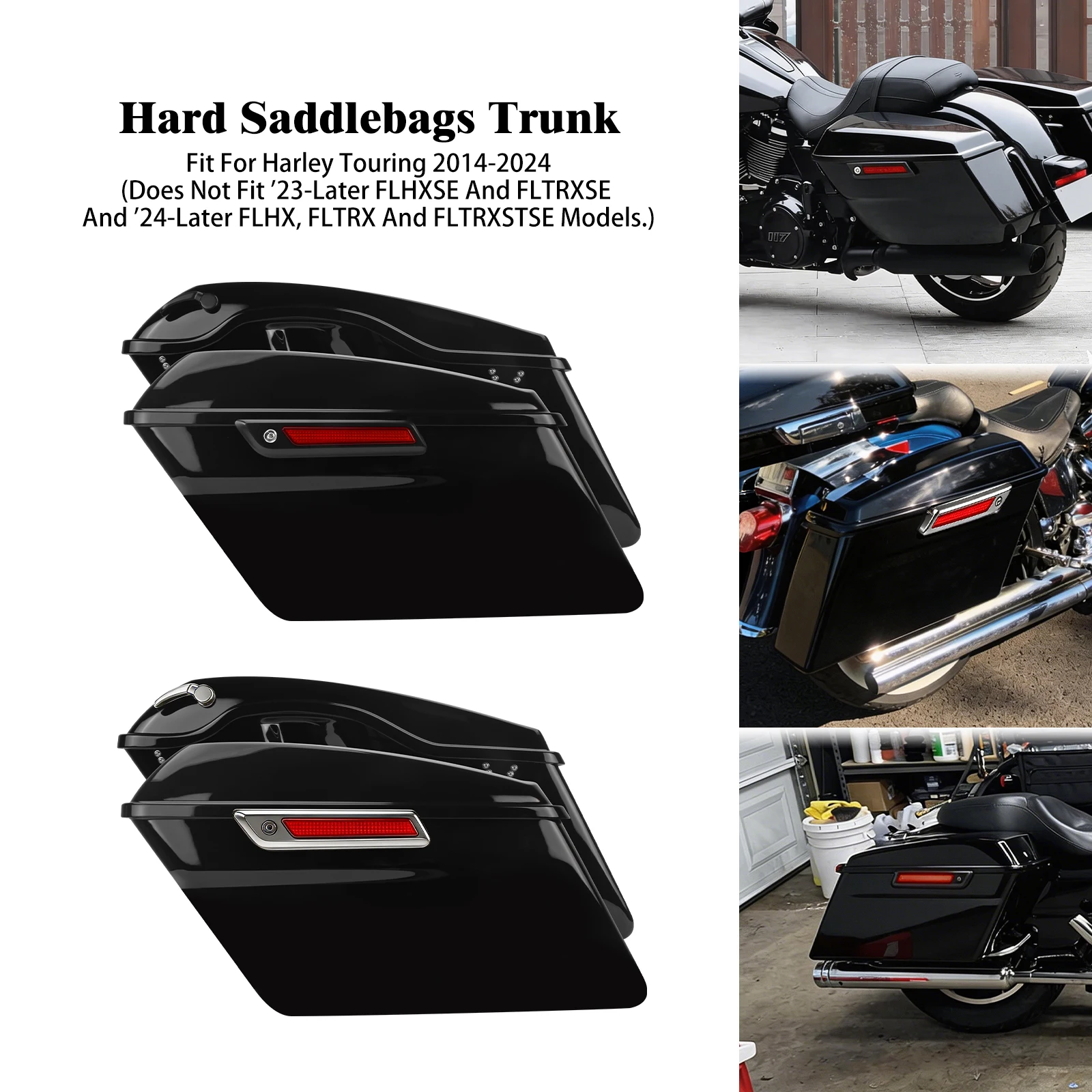 

Motorcycle Trunk Saddlebags Side Luggage W/Latch keys Hard Bags For Harley Touring Road King Road Electra Street Glide 2014-2024