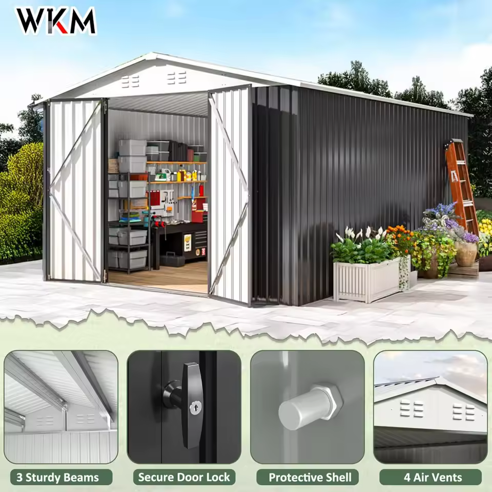 Black 10x14 Metal Outdoor Storage Shed image