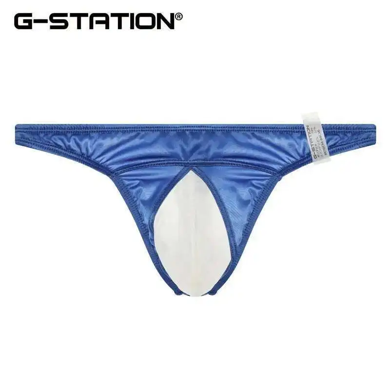 Summer Glossy Men Satin Silk Mesh Lingerie Panties Plus Size Underwears Sexy Low Waist Briefs