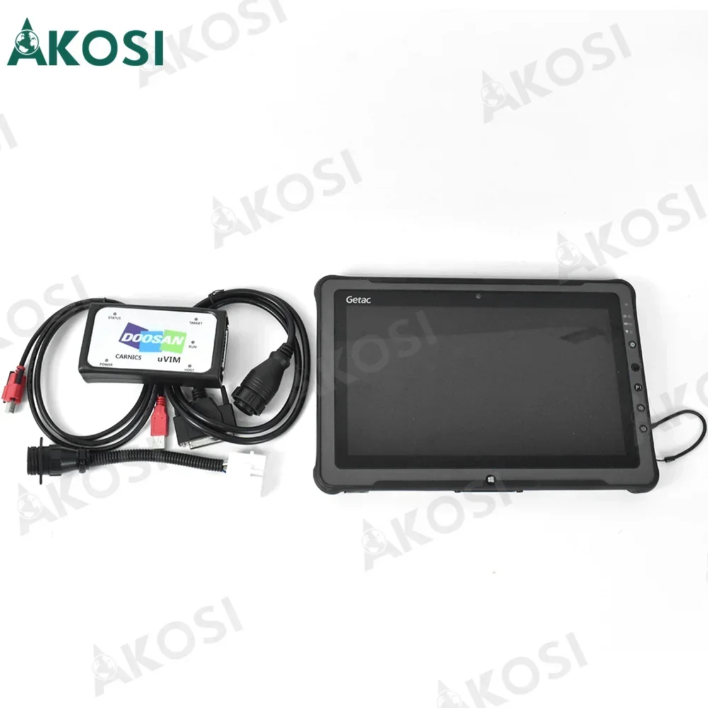 For Doosan uVIM Diagnostic Tool Excavator Forklift Engine Fault Detection OBD Interface Diagnostic Tool+Getac F110 tablet