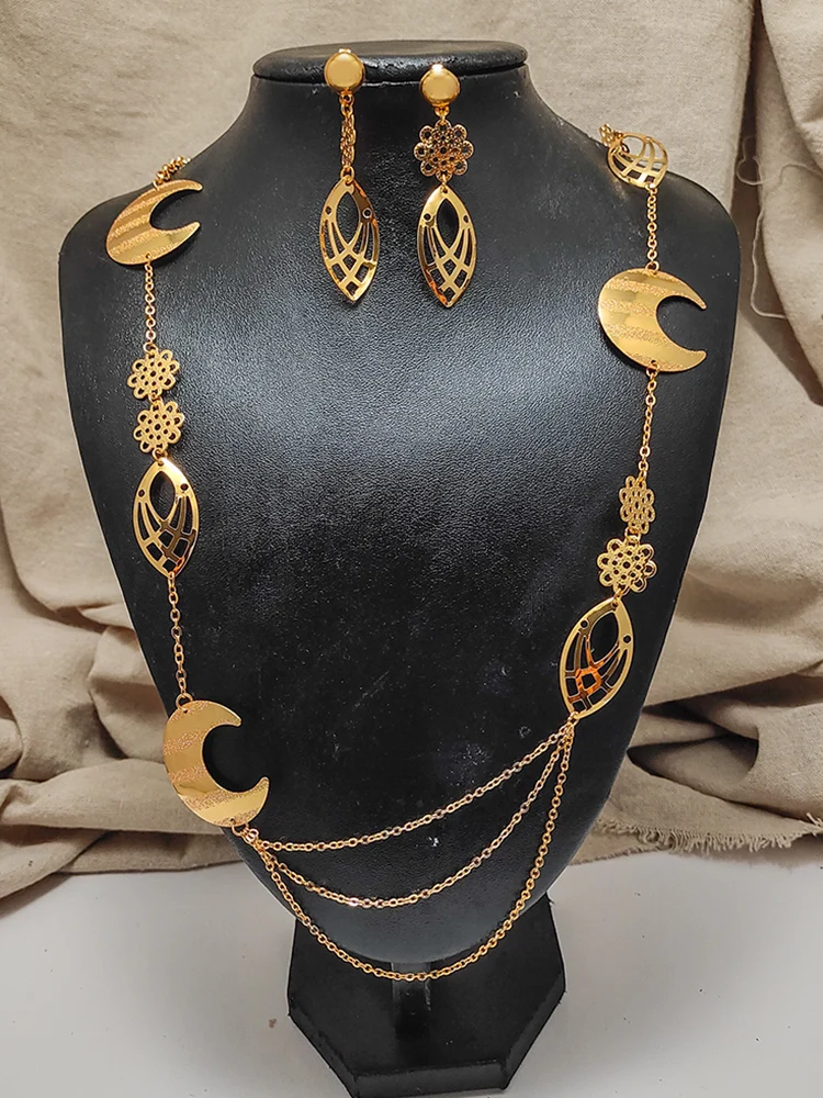 24k Dubai Gold Color Jewelry set For Women Ethiopian Jewelry Africa jewelry set Arab Afraic Wedding Jewelry Birthday Gifts