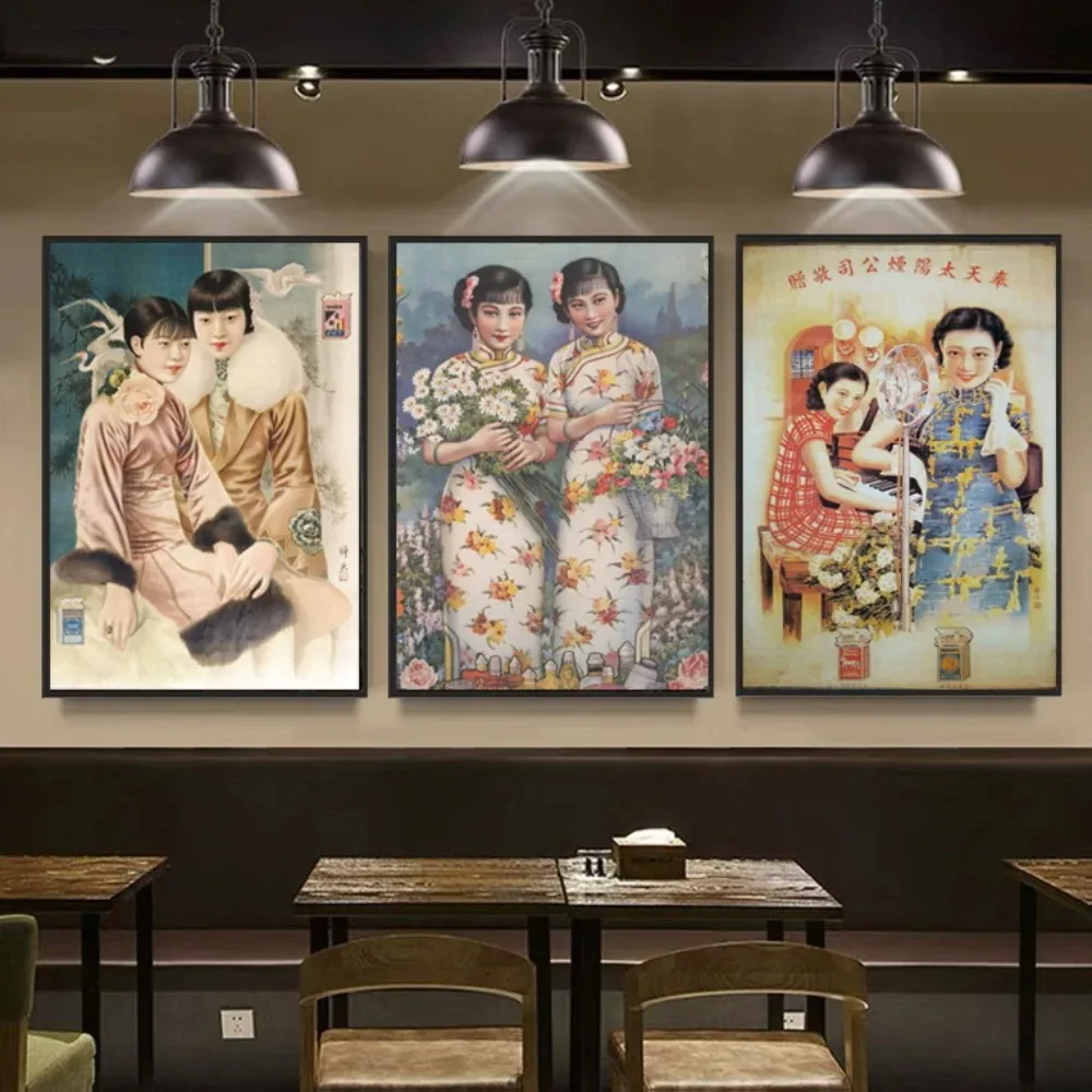 شنغهاي القديمة ريترو مطعم خمر الصين الملصقات صور قماش جدار ديكور فني لوحات لغرفة المعيشة الديكور #3