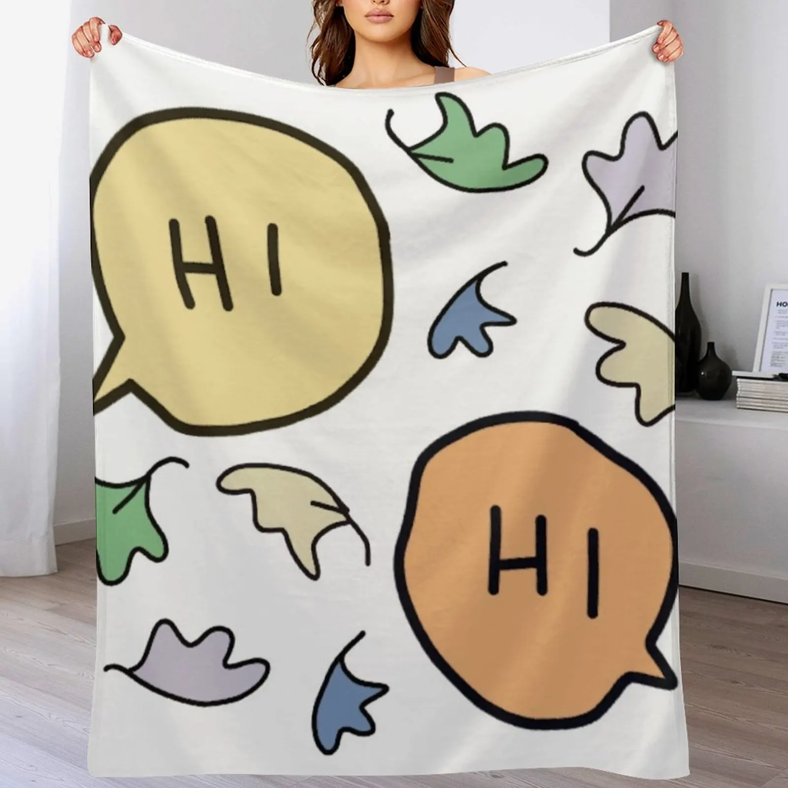 

heartstopper hi with leaves Throw Blanket Giant Sofa for sofa funny gift wednesday Blankets