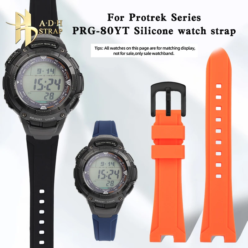 

Силиконовый ремешок для альпинизма на открытом воздухе для Casio Protrek Series PRG-80YT, резиновый ремешок для часов 22-12 мм, браслет с вырезом для мужчин