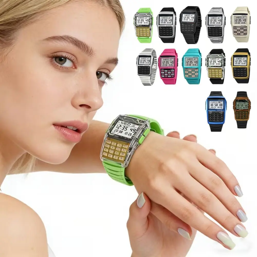 Multifunctional Computer Watch LED Display Shock Resistant Electronic Watch Waterproof Stopwatch Calculator Watch Christmas Gift