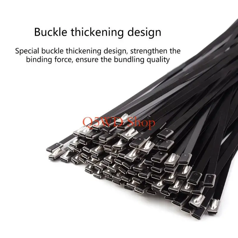 Q5WD Industrial Grade Metal Ties Pack of 100 Black Coated Fasteners for Professionals