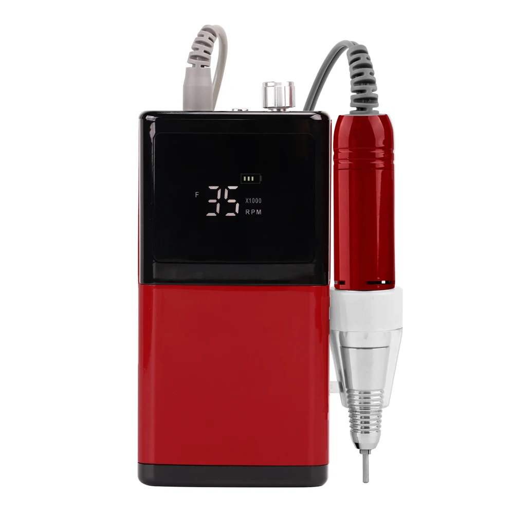 Nail Practice Tool Nail Drill File Light Weight Portable Desktop Base with Drill Bits Rechargeable 35000RPM Drilling Poweful 35K